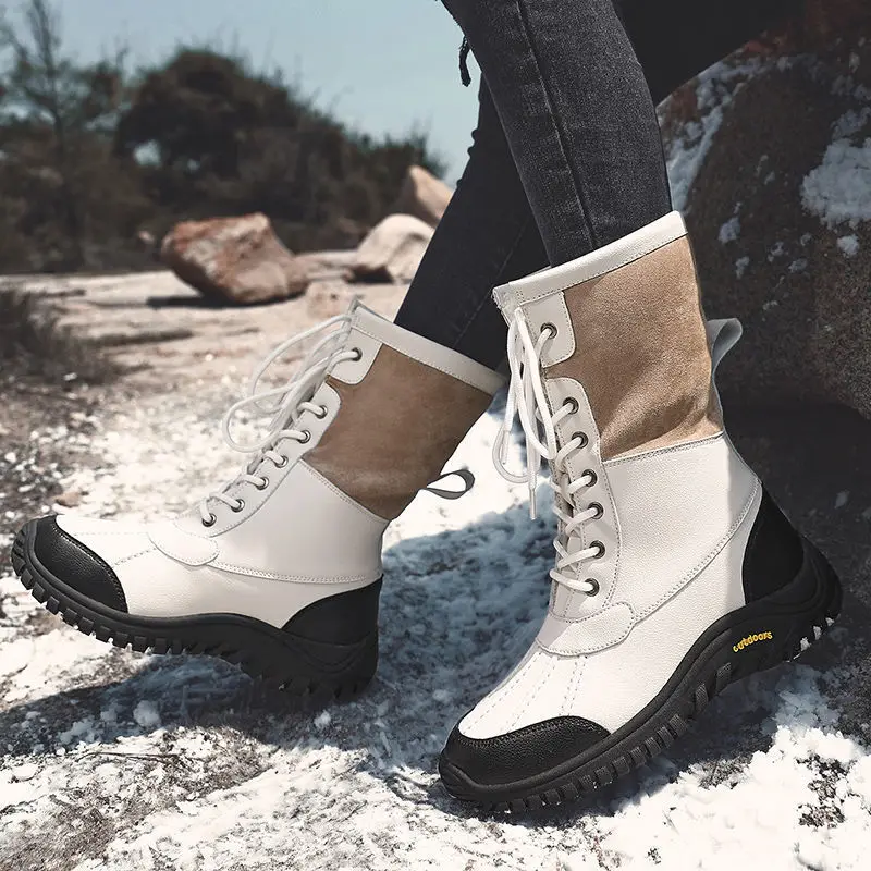 Winter Boots Women Non Slip Waterproof Snow Boots Woman Warm Plush Shoes  Genuine Leather Boots Ladies New Boots Female