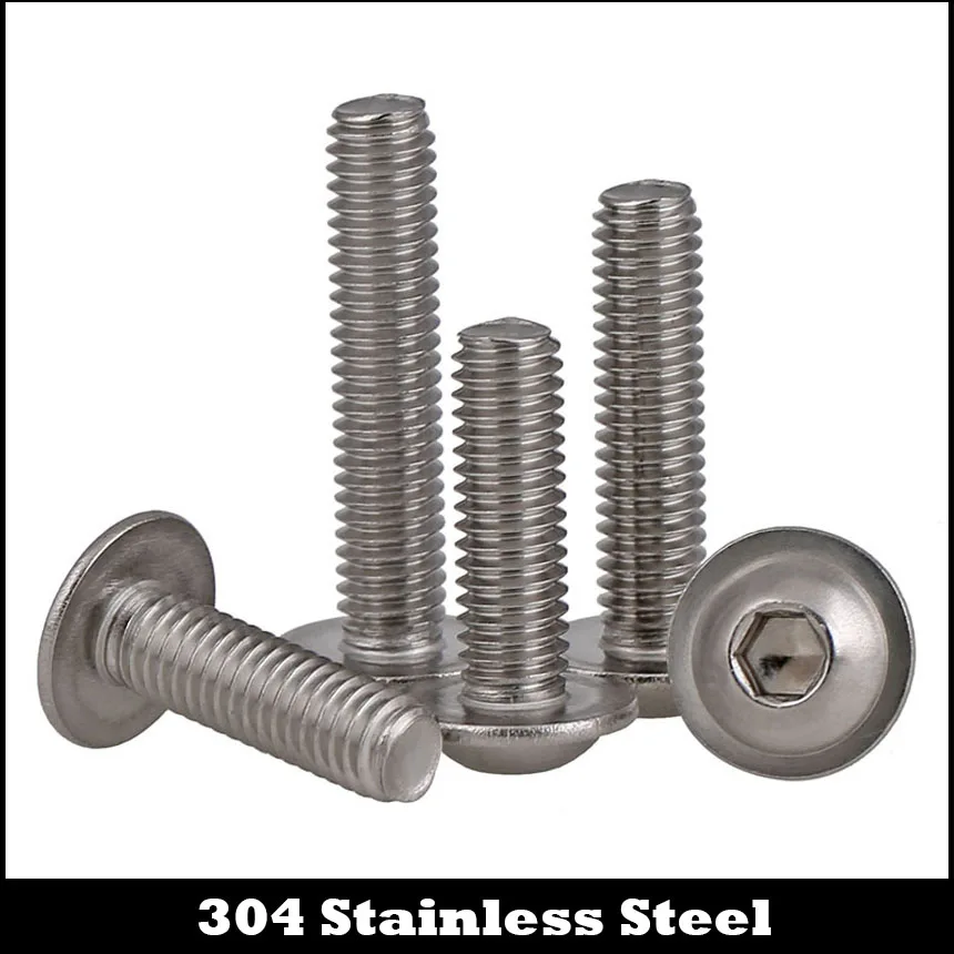 

M2 M2.5 M3 M4 M5 3mm 4mm 5mm 6mm to 60mm 304 Stainless Steel Hex Hexagon Socket Round Button Head Assembly Screw With Washer