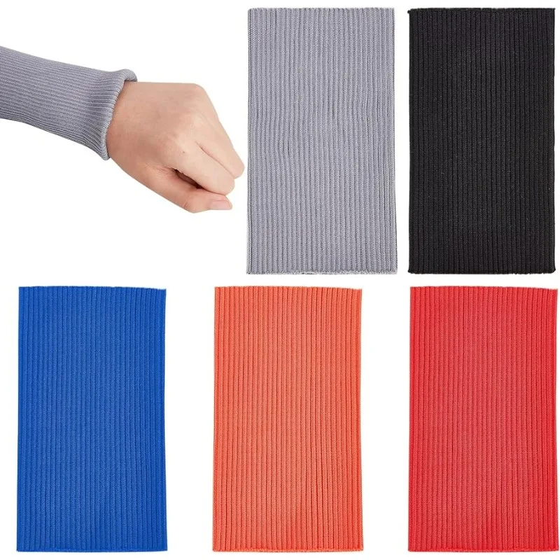 10Pcs Knit Cuff Sleeve Ribbing Cuff Material 5.9x3.3inch Tubular Rib Cuffing Replacement for Waistband Leg Arms Wear Cotton