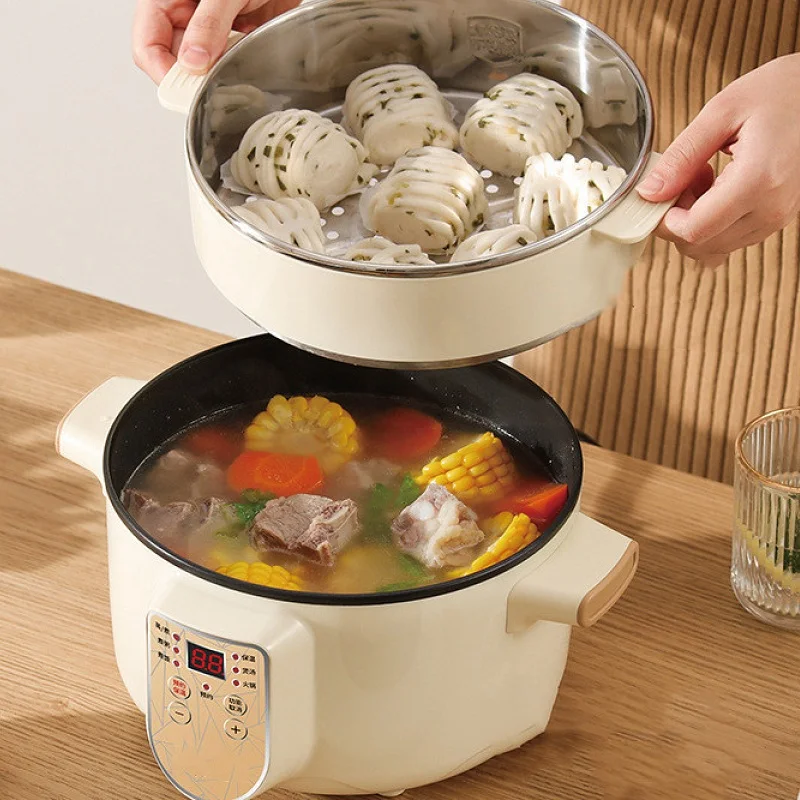 2.5L Home Multifunctional Electric Saute Pot Smart Non-stick With Steamer Rice Cooker Large Capacity Electric Hot Pot 220V 2