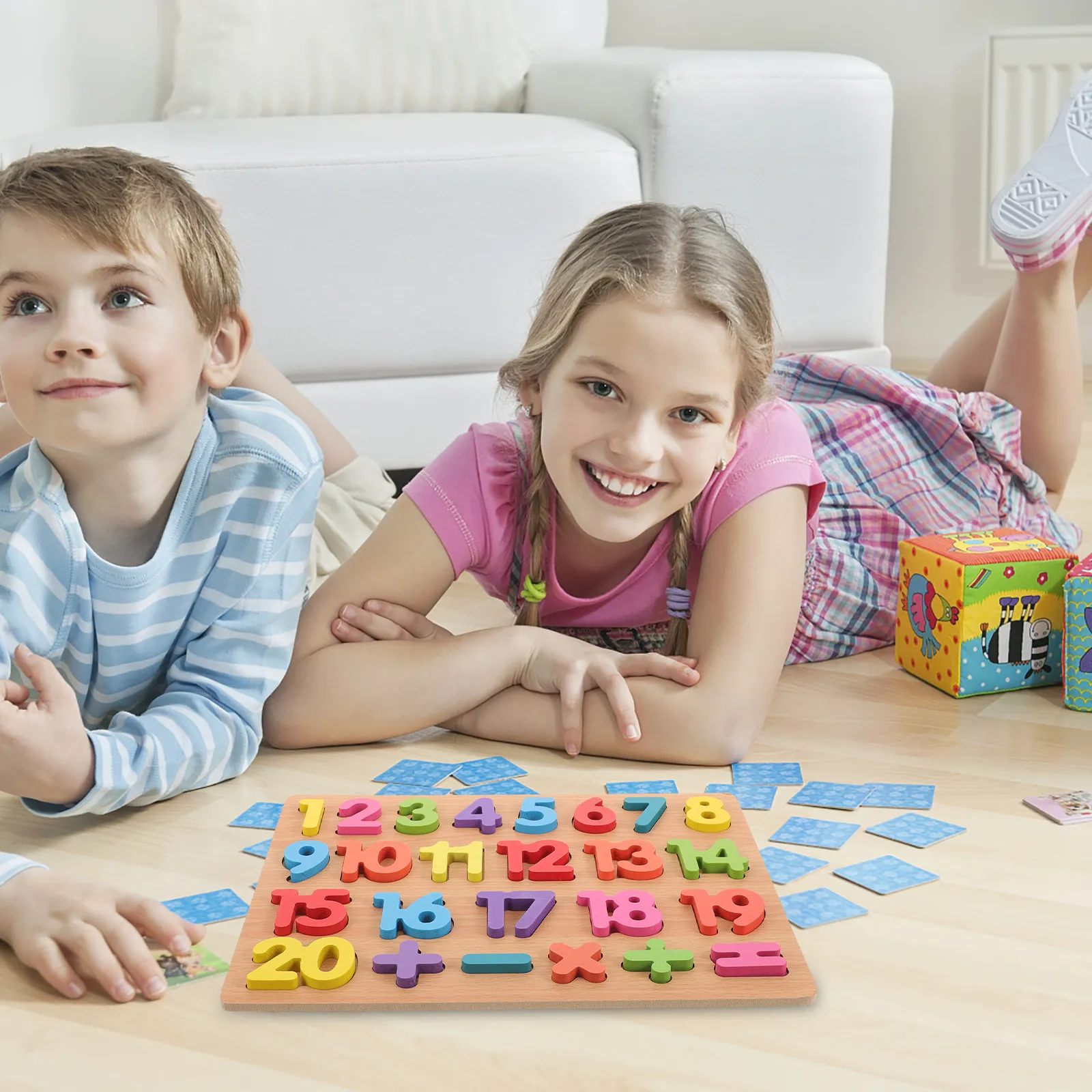 어린이를 위한 나무 1-20 숫자 퍼즐 보드(3-14세) 덧셈, 뺄셈, 숫자 세기, 조기 수학 능력, 글자, 색깔, 파닉스 학습