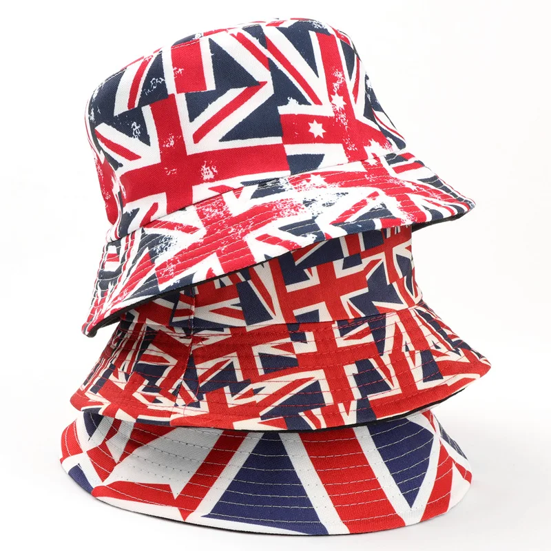 

Panama Union Jack Print Reversible Fisherman Hat Breathable Sun Protection Bucket Hat For Women MenTravel Sport Hiking Bob Hats