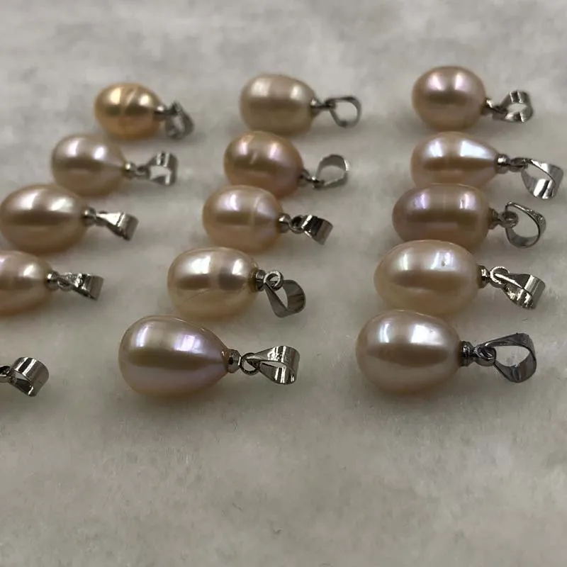 ELEISPL Wholesale 120 PCS Natural Pink Freshwater Pearl Pendants 9-10x12-13mm #498-24
