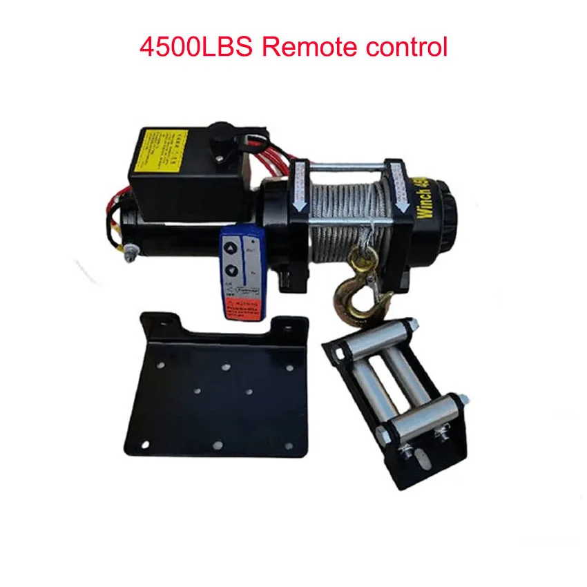 12v/24v 4500lbs Steel wire Rope Electric Winch For Traction Portable Winch Car Trailer Truck Off Road with Wireless Control electric winch