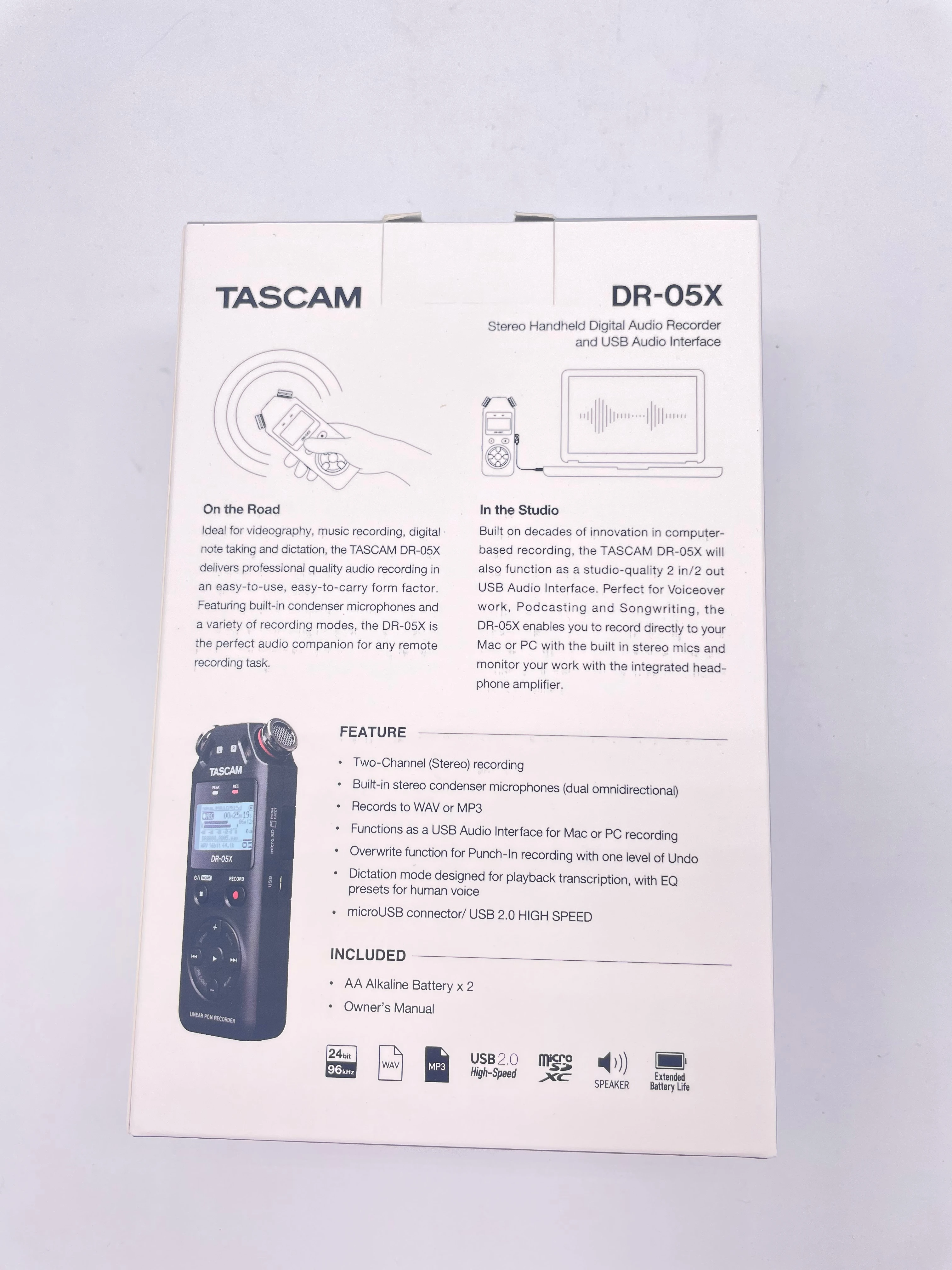 Tascam-プロフェッショナルポータブルデジタルボイスレコーダーdr05x,usbインターフェース,mp3録音ペン,DR-05X　AliExpress