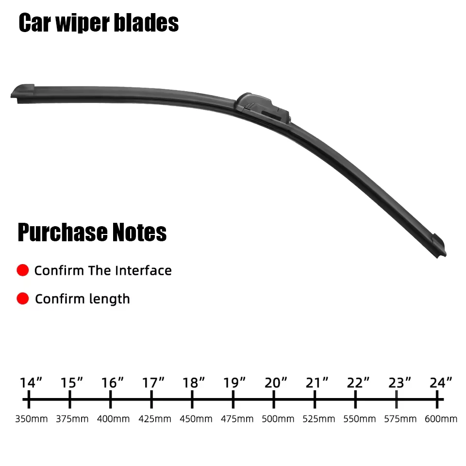 Car Windshield Wiper blades Hook Universal Soft Rubber Frameless Bracketless Car Wipers 14