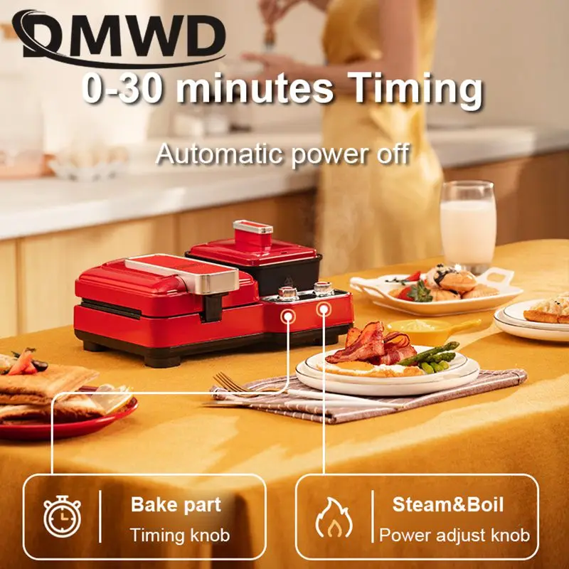 Multifunctional Sandwich Waffle Donut Baking Tool Breakfast Maker Electric Skillet Noodles Boiler food warmer Timing Cooking Pot 4