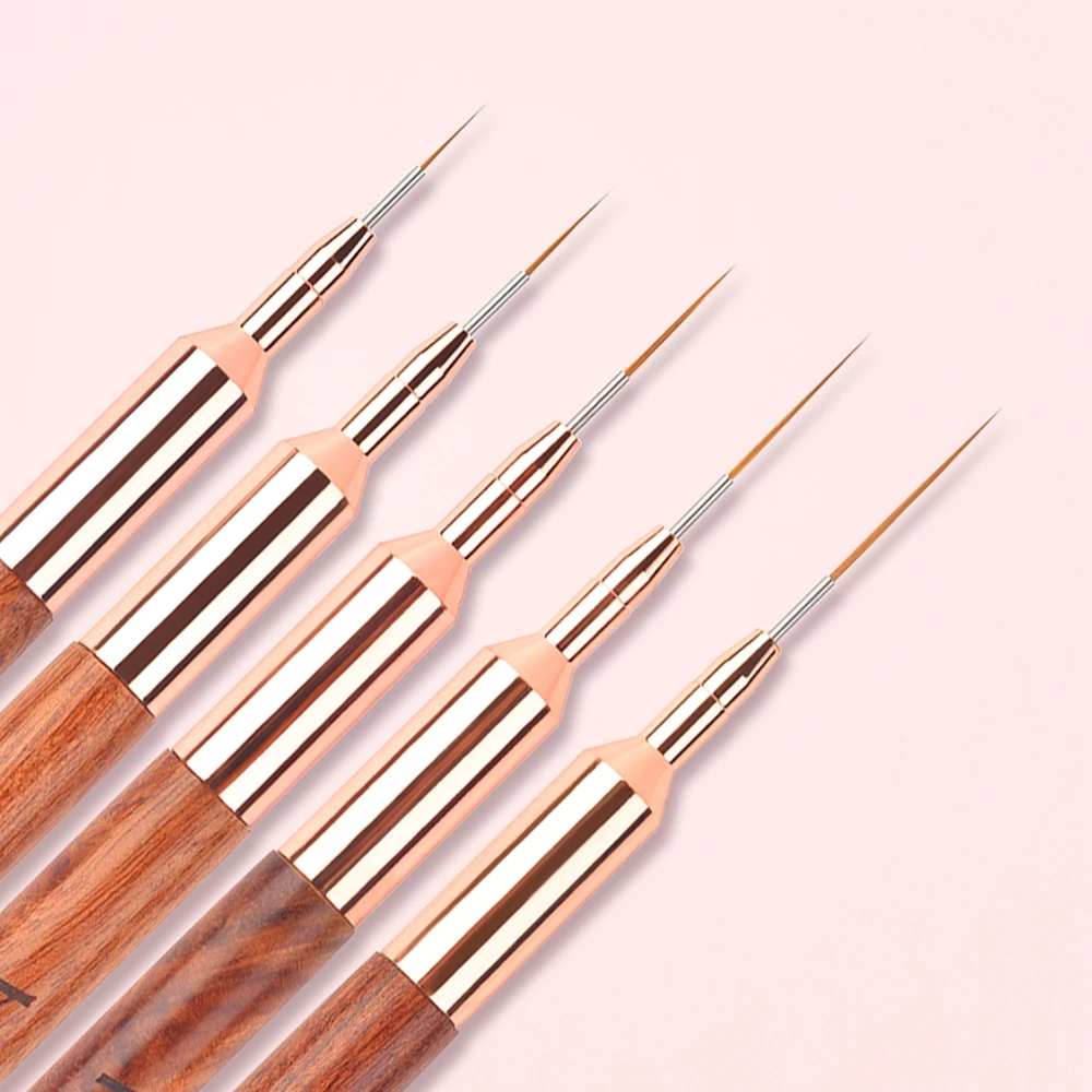 KADS 6/9/12/15/18mm Nail Art Liner Brush for Nails Red Wood Handle Drawing Lines Stripe Painting Art Design Pen Manicure Tool 2