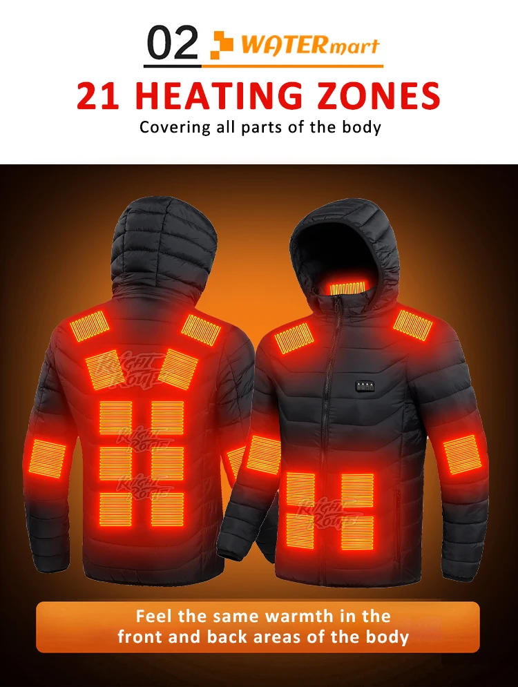 Description Picture 6 of item21Areas Self Heated jacket Heating Vest Men's Thermal Women's USB Heated Vest Warm Clothing Fishing Camping Washable Winter Man