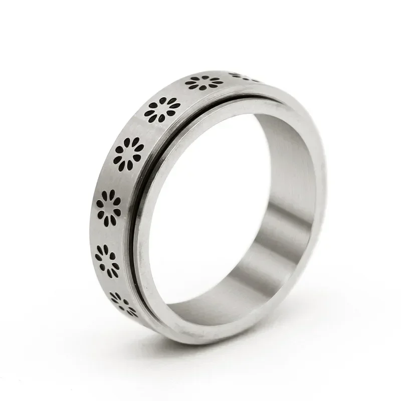 Fidget Rings Stainless Steel Anxiety Moon Spinner Rings Trendy Rotate Freely Anti Stress Jewelry Men Women