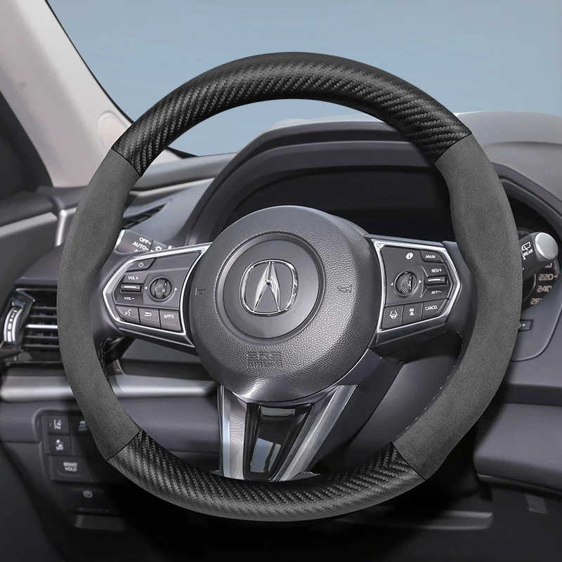 Suitable for Acura Suede Matte Carbon Fiber Texture Steering Wheel Cover Suitable for Mdx Rsx Integra Tl 2009 Ilx Rl Rdx Tlx Rlx Zdx Cdx Nsx Accessories