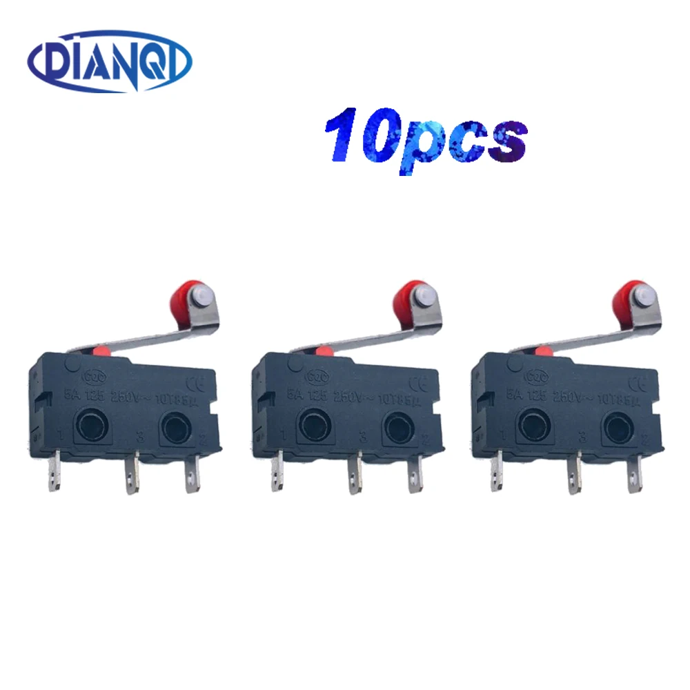 10 Pcs Mini Micro Limit Switch Roller Lever Arm Spdt Snap Action Lot