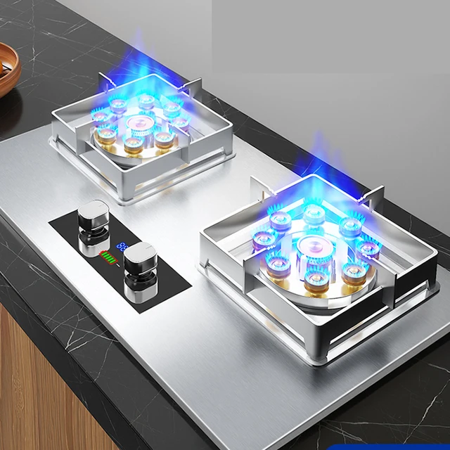5.2KW Cooktop Gas stove 2 burner Stainless steel Timing gas cooktop Home appliances Desktop embedded dual use Gas Stove cooker
