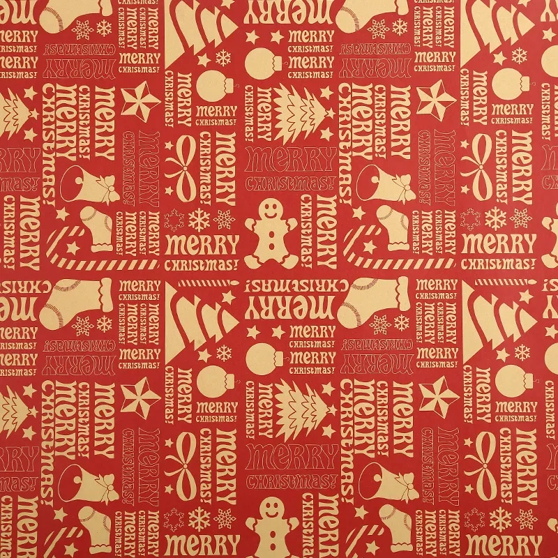 1Pc DIY Craft Paper for Party Birthday Christmas New Year Gift Retro Christmas Single-sided Wrapping Paper Kraft Packaging