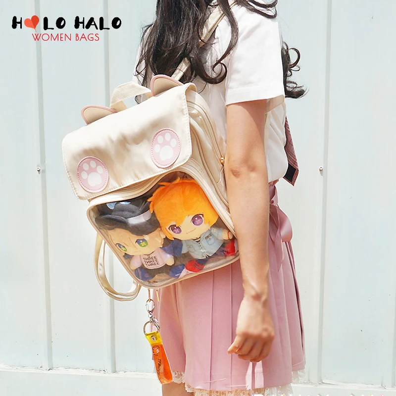 bolsa-ita-con-orejas-de-gato-para-ninas-mochilas-kawaii-harajuku-con-ventanas-transparentes-pantalla-de-munecas-mochila-de-nailon-transparente-libros-bolsas-para-portatiles