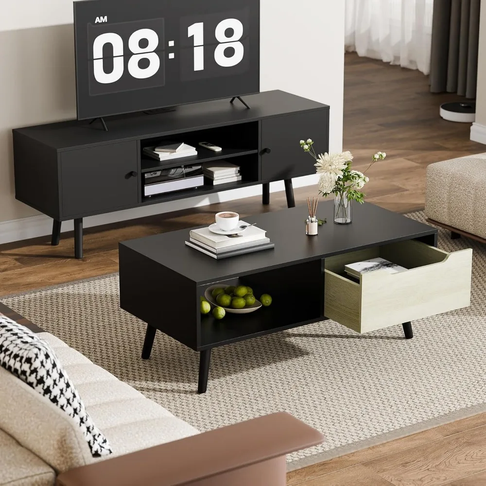 Modern Coffee Table, Wooden Cocktail with Storage, Minimalist Hallway Table, Café Tables 6