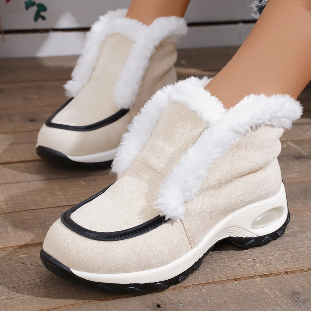 

Зимние сапоги для женщин, новинка 2023, высококачественные теплые плюшевые зимние сапоги, женские удобные сапоги на низком каблуке, модная замшевая обувь из хлопка
