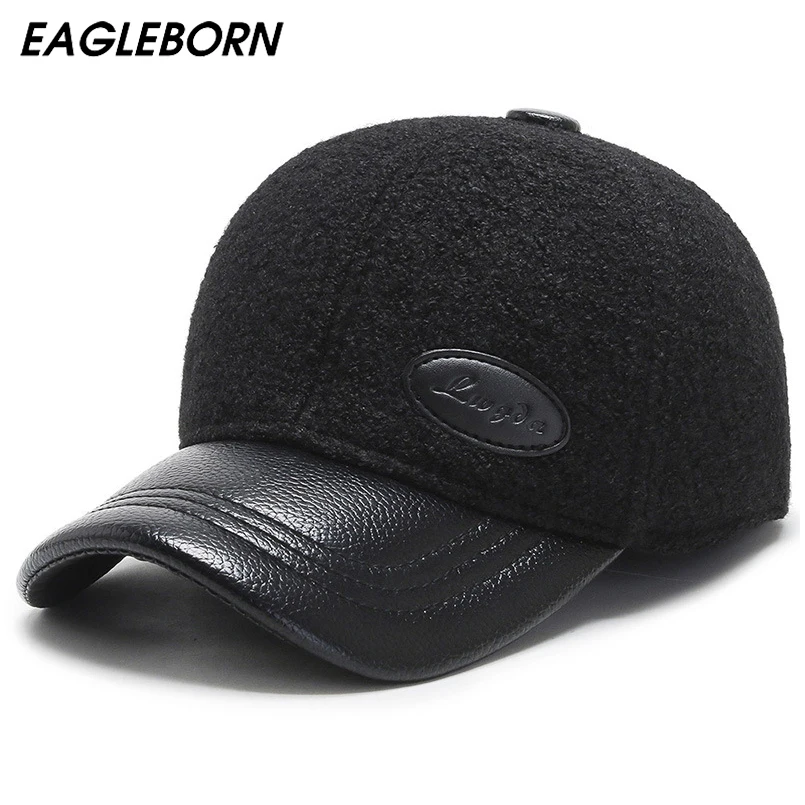 

Winter Thicken Russia Hat Middle-aged Man Warm Baseball Cap Winter Luxury Winter Earmuffs Cap for Man Dad Hat Grandfather Hat
