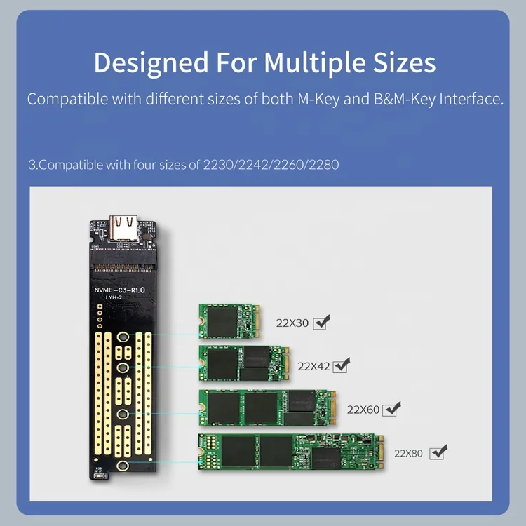 ORICO M2PAC3-G20 SSD 케이스 M.2 NVME M 키 M&B 키 솔리드 스테이트 드라이브 박스 타입 C USB 3.2 20Gbps 외장 하드 드라이브 인클로저