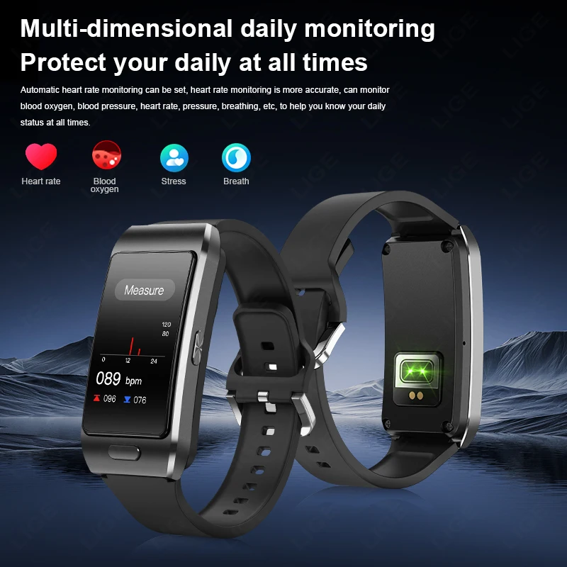 LIGE TWS 2 In 1 Men Women Smart Watch ECG GPS Waterproof Heart Rate Blood Oxygen Bluetooth Earphone Make Phone Calls 2025 New