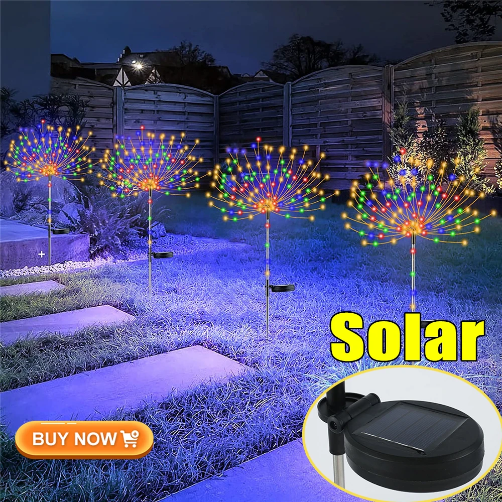 Solar Firework Light Grass Globe Dandelion 60/150/200 LED Fireworks Lamp For Garden Lawn Landscape Holiday Christmas Lights