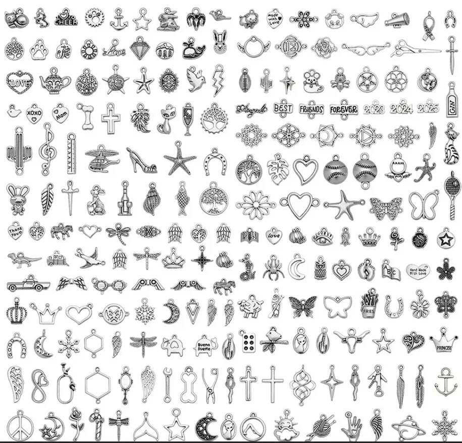 50pcs/Lots Mixed Bulk Animals Flower Star Charms For Jewelry