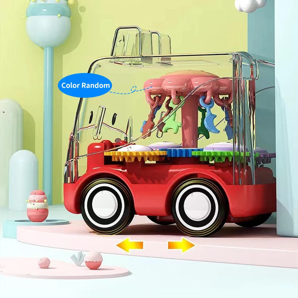 Walking Transparent Gear Car Toys for Kids Cartoon Animal Inertia Children's Bus Model Toy Pull Back Car Vehicles Toys Boys Gift - 3