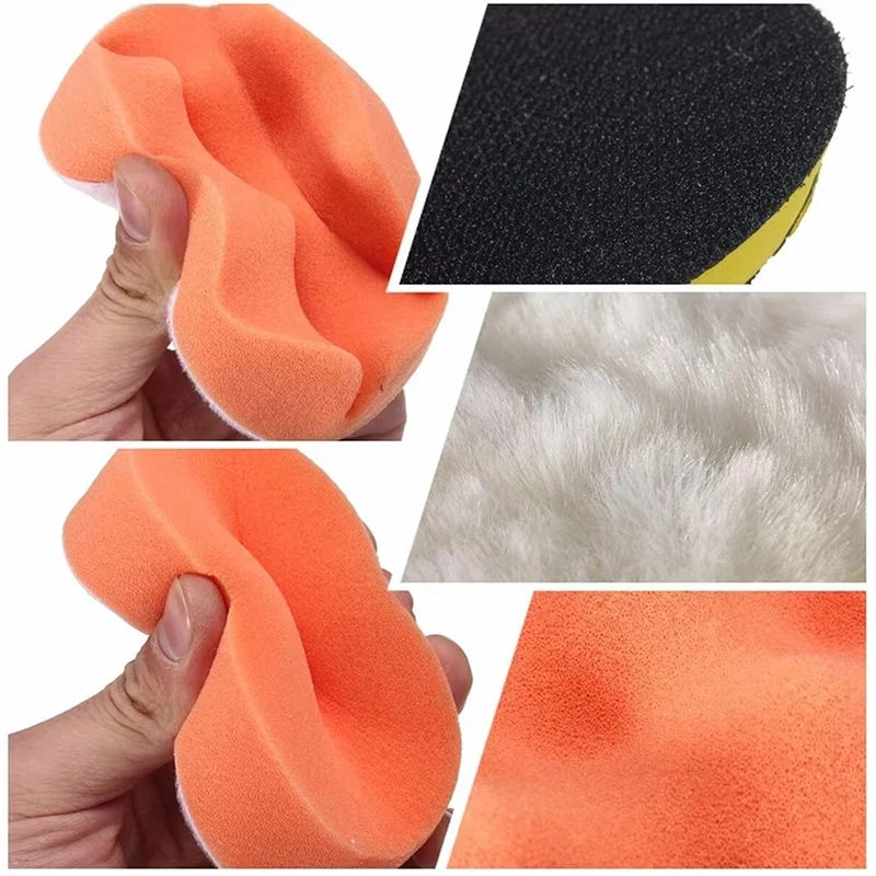 3/4/5/6/7 Inch Car Polishing Kit Wool Wheel Polishing Pad Self-Adhesive Waxing Sponge Drill Bit Adapter Car Cleaning Tools