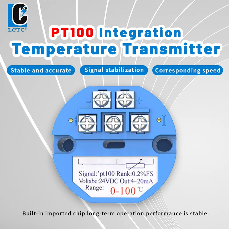 

PT100 DC24V temperature transmitter sensor module 4-20mA 0-10V output