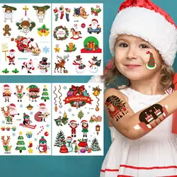Christmas Tattoo Stickers for Kids Festival Tattoo Temporary Waterproof Body Art Face Hand Cartoon Stickers Fake Child Tattoo