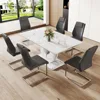 Dining Table Set for 6,Rectangula Kitchen Table Set Faux Marble Tabletop＆6 Pu Leather Upholstered Chairs Ideal , Kitchen Visit 1