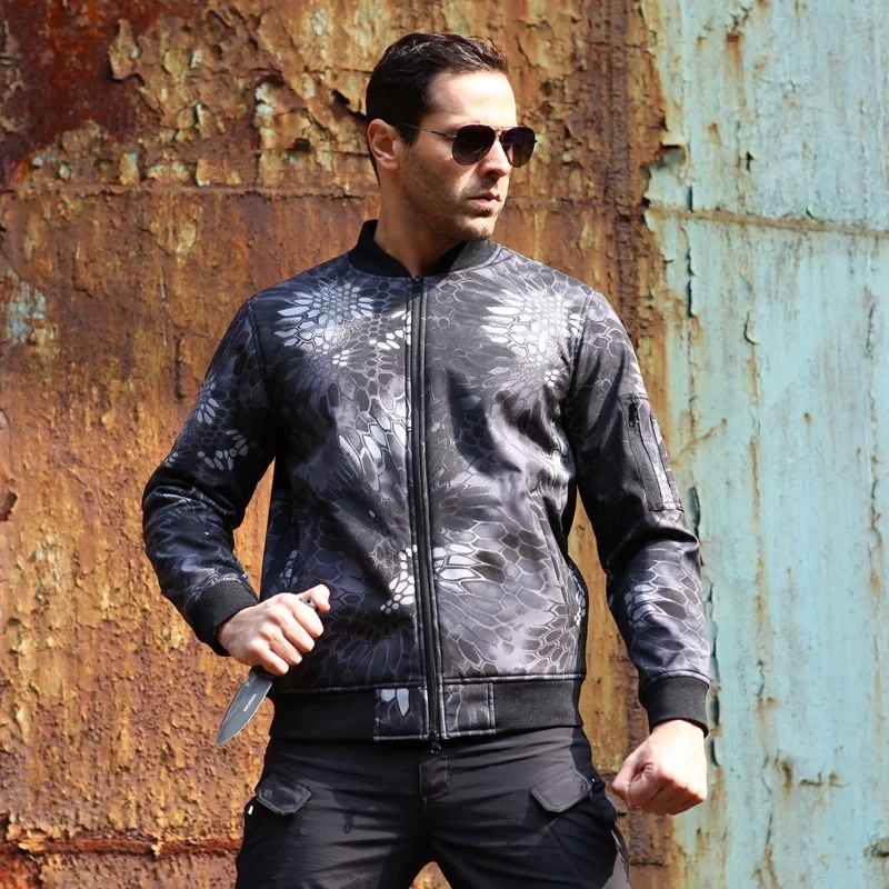 Softshell Fleece Warm Waterproof Camouflage Ma1 Bomber Pilot Jacket Windbreaker Outdoor Escursionismo Pesca Caccia Cappotto Tattico Top
