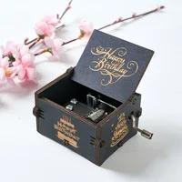 Wooden Hand Cranked Music Box, 18 Tone Music Box, Happy Birthday To You Theme, UV Painting, Birthday Gifts For Girlfriend 2