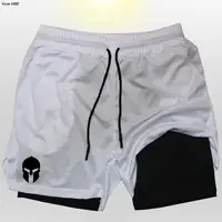 Spartan Compression Shorts 2-in-1 Men's Casual Beach Gym Fitness Jogging Sports Breathable Quick Dry Elastic Swim 1