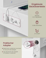 Туалетный столик VASAGLE со светодиодной подсветкой, современный туалетный столик с зеркалом, розетки для ювелирного шкафа, полоска — изображение 4