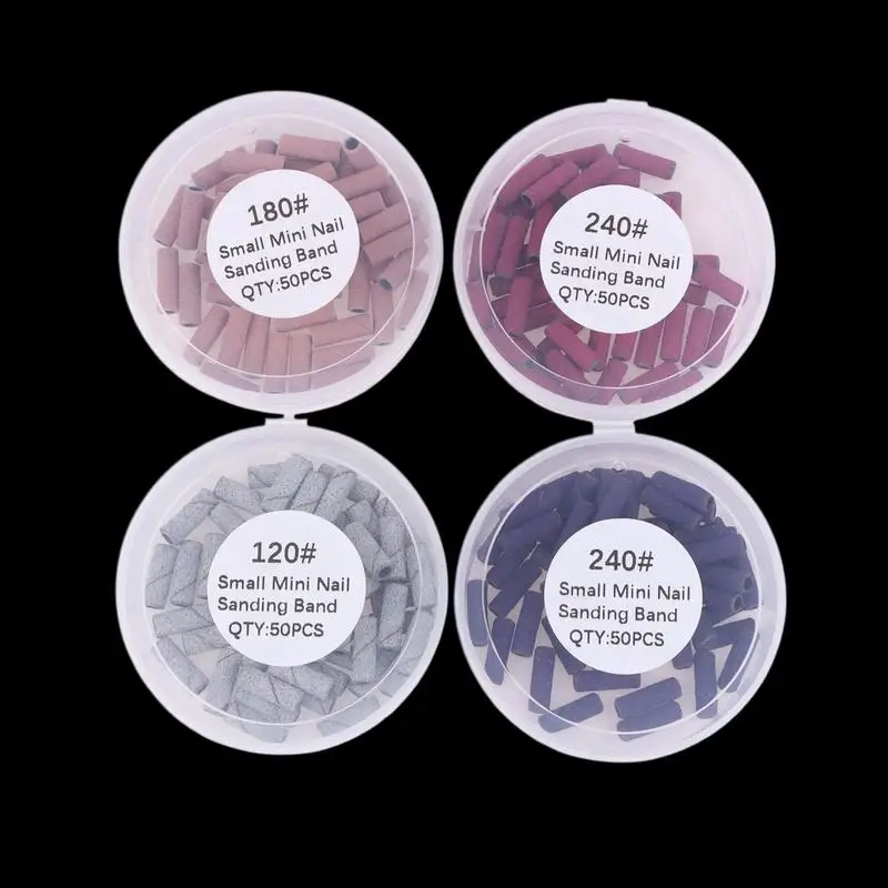 50개 3.1MM 미니 네일 샌딩 밴드 UV 젤 아크릴 폴리쉬 리무버 네일 도구 세트 120/150/180/240 그릿