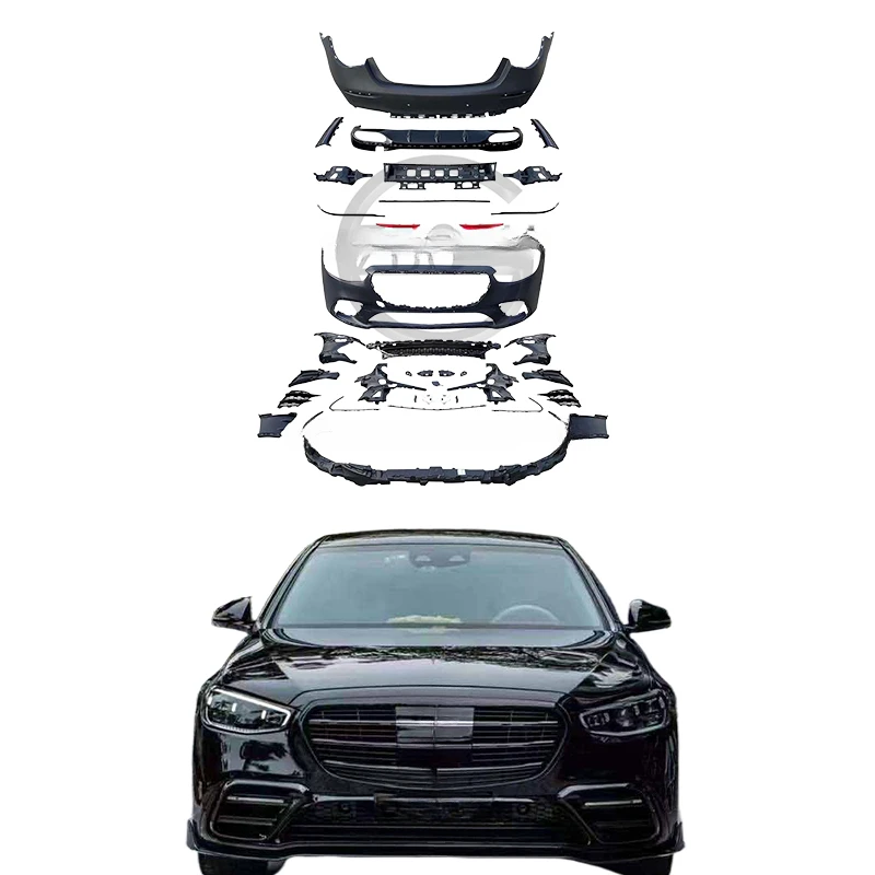 

W223 комплект для бампера для benz w223 s класс 2020 + Улучшенный s450 спортивный автомобильный гриль диффузор наконечники