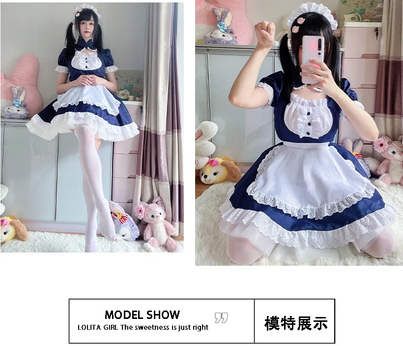 Gothic Lolita Maid Cosplay Kleid Damen Anime Halloween Party Outfit 5
