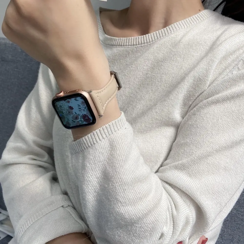 Schlankes Lederarmband für Apple Watch Band Ultra-2 49 mm Serie 10 7 8 9 41 mm/45 mm 38 mm/42 mm Handgelenkarmband iWatch SE 6 5 4 40 mm/44 m – Detail 6