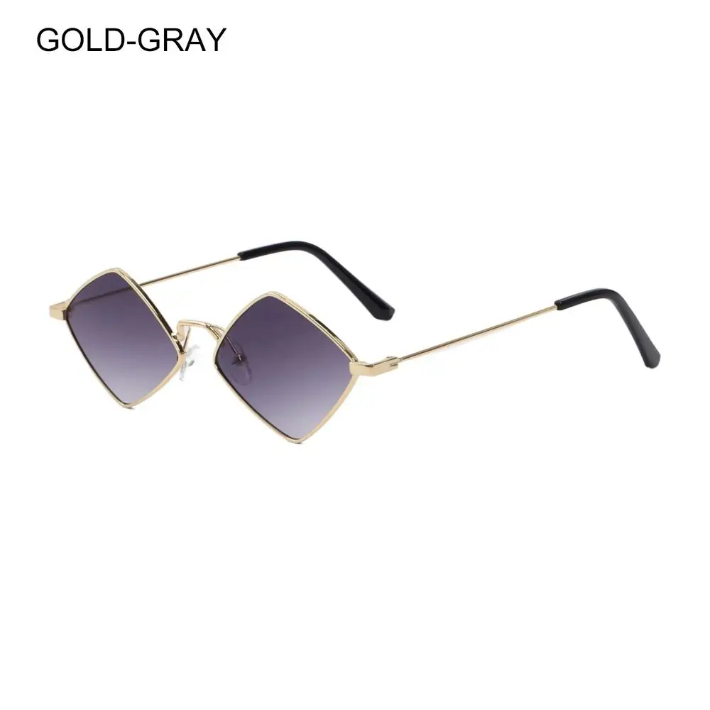 Chic Retro Diamond Sunglasses with Small Metal Frame & UV Protection