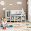 Bookcase with Seat Cushion and Adjustable Shelf, Storage Bench with Book Rack for Bedroom, Entryway,Playroom 5