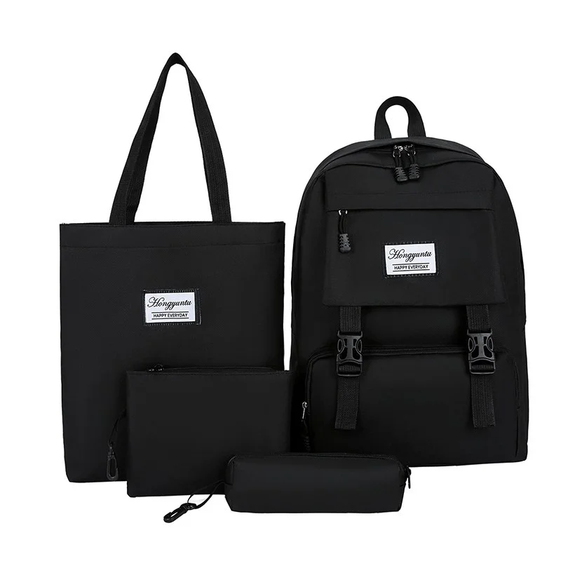 4-piece Set Casual School Backpack Bags For Teenager Girl Nylon Women Children Student Shoulder Mochilas |