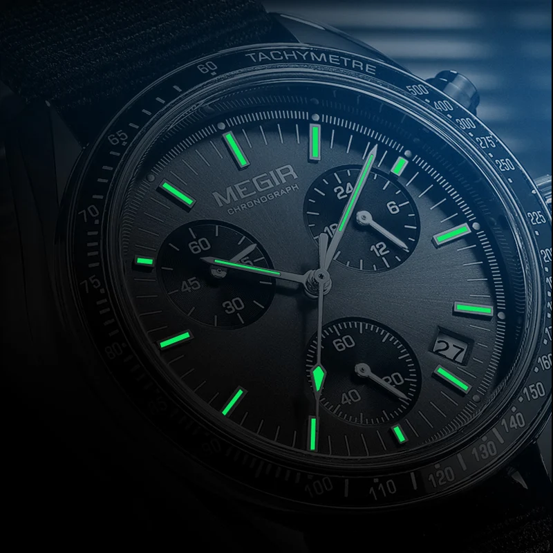 MEGIR Quartz Chronograph Watches Men Waterproof Sport Wristwatch Men's with Fashion Nylon Strap Luminous Pointers Date Male Gift - 6