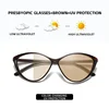 New Vintage Photochromic Eyeglasses Large Frame Cat Eye Reading Glasses Blue Light Blocking Eye Protection Presbyopia Eyewear 4