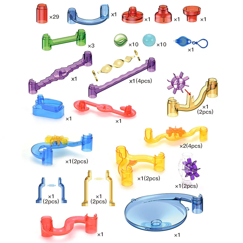 Marble Running Suit Children's Maze Building Block Puzzle Assembly Transparent Track Marble Parent-child Building Block Set