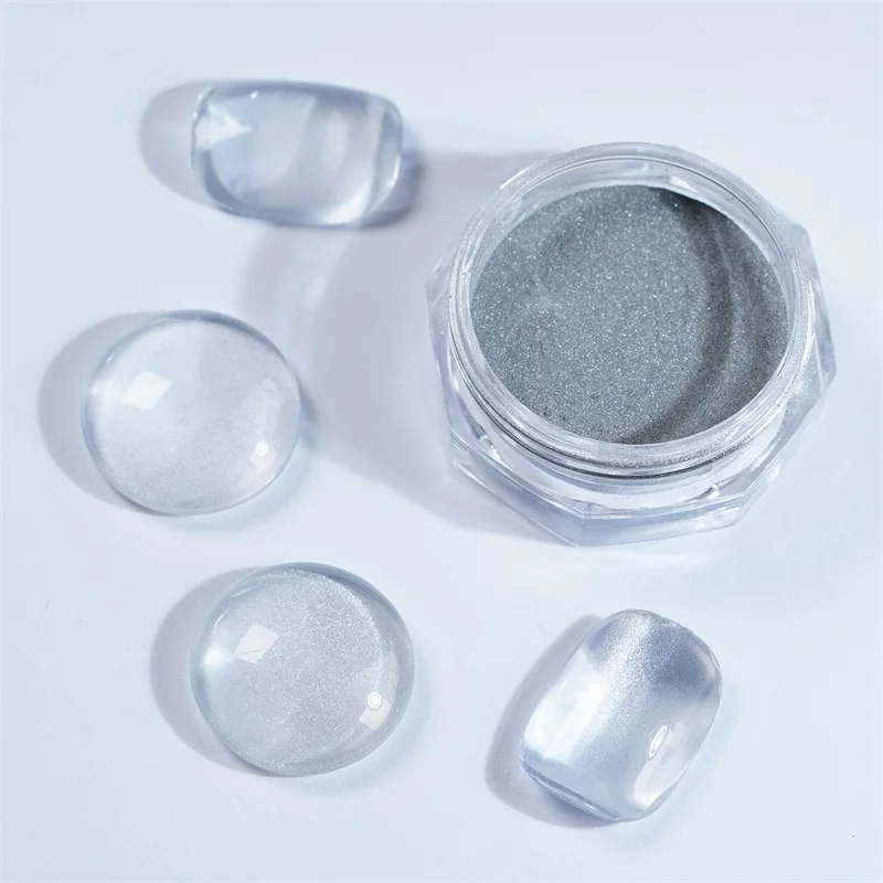 HNDO Silver White 3D Cat Eye Magnetic Powder Glitter Nail Art Fine Particles Effect for Gel Polish Manicure Design Pigment Dust