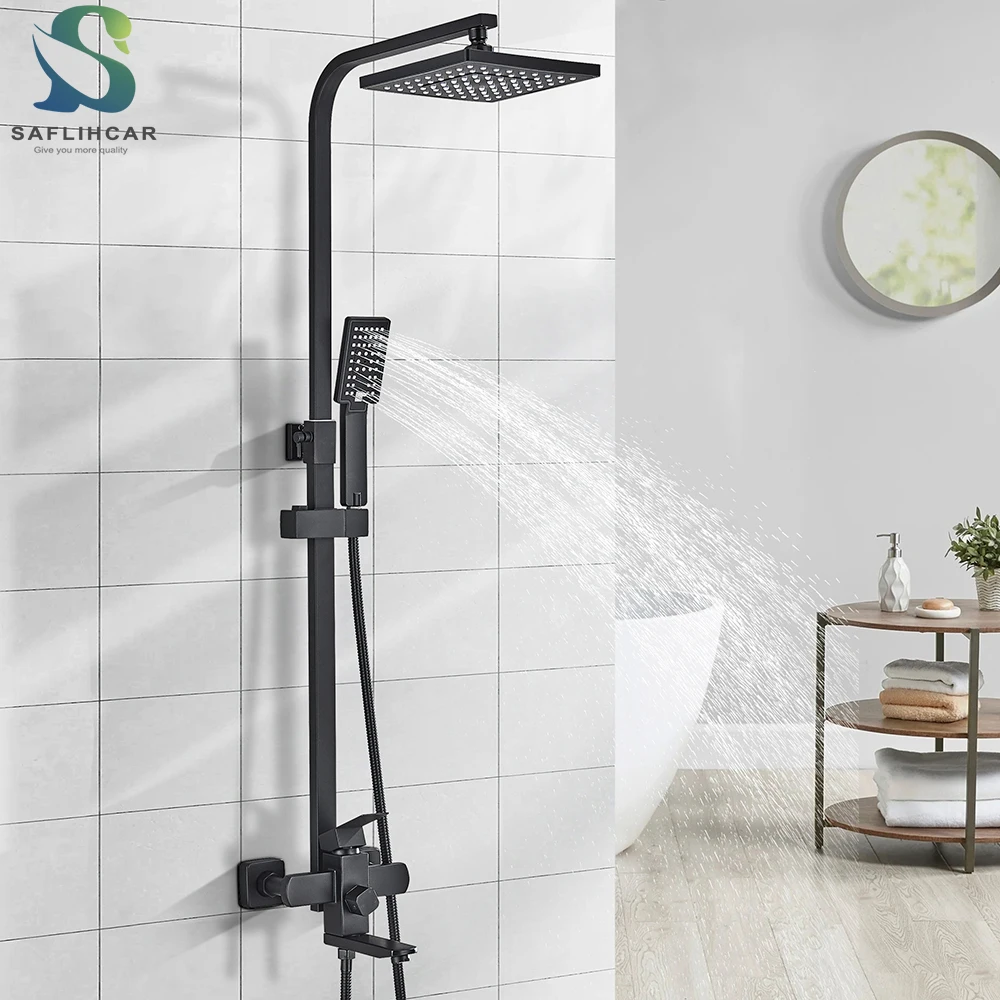 Modern Showers for Bathroom Black Shower System Hot Cold Mixer Taps  Rainfall Big Shower Head - AliExpress