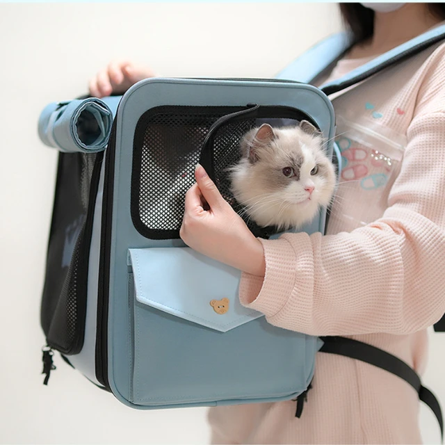 어깨 감압 고양이 캐리어 - 고양이 운반용 백팩, 통기성, 확장 공간, 무료 배송, 가죽 소재, 우수한 품질, 중국 제조, 기업 선물