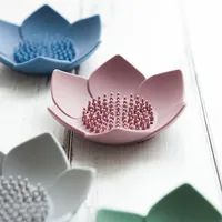 Portable Silicone Draining Soap Box Lotus Shape Dish Soap Box Non-Slip Easy Drain Soap Tray Bathroom Accessories 3
