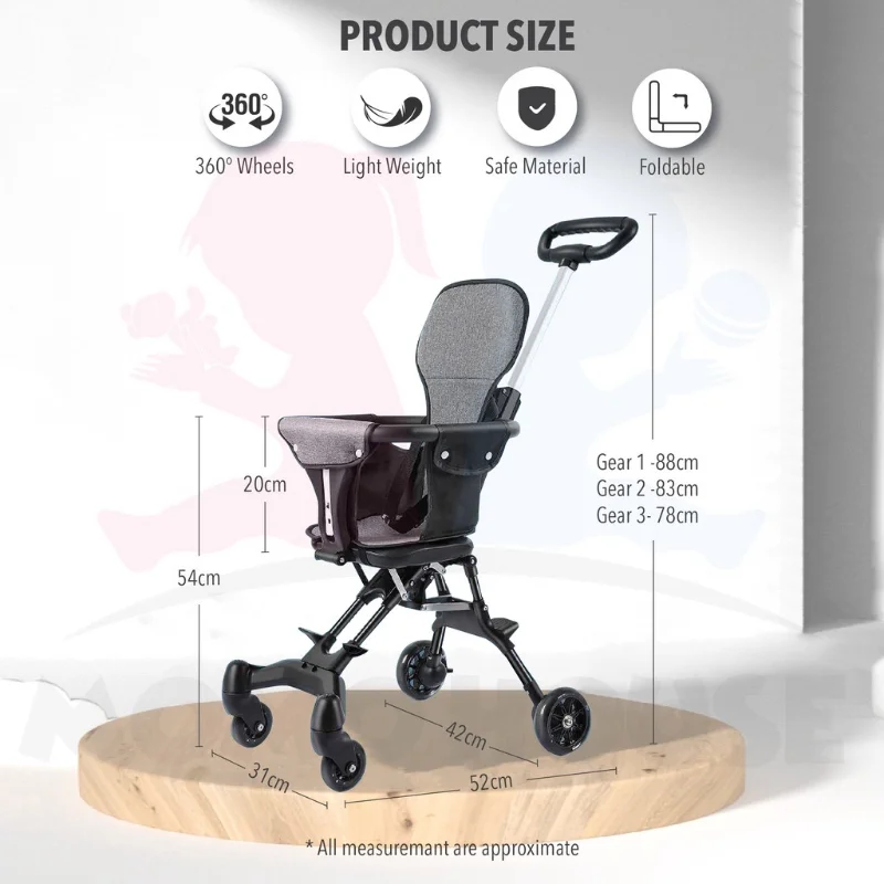 Foldable Baby Stroller Lightweight Infant Stroller with 360&deg; Universal Wheel Soft Wide Seat Height Adjustable Halloween Gifts baby stroller
